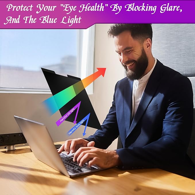 PYS Magnetic Laptop Privacy Screen 13.3 Inch (16:9 Aspect) - Anti-Glare Blue Light Filter, Removable Privacy Screen Protector Compatible with HP/Dell/Acer/Lenovo/Samsung/ASUS (11.6x6.5inch/ W x H)
