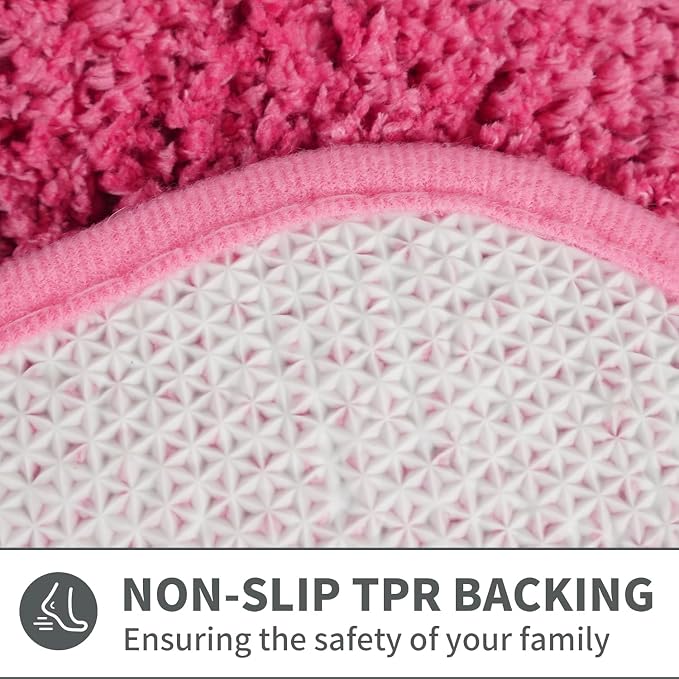 Rose Pink Toilet Rugs U-Shaped 24x20inch,Non Slip Absorbent Quick Dry Coutour Bathroom Rug for Shower Room Toilet,Microfiber Bath Mats for Bathroom Floor Washable Carpet for Shower Toilet