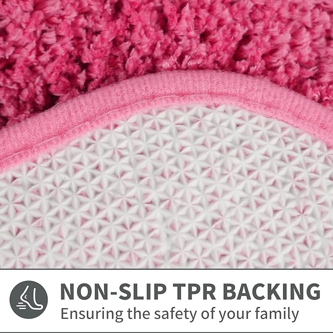Cute Scalloped Rose Pink Bathroom Rugs Mat,Non Slip Absorbent Quick Dry Runner Rug for Shower Room Bedroom,Microfiber Long Bath Mat for Bath Floor Washable Carpet for Shower Tub Sink,24"x59"