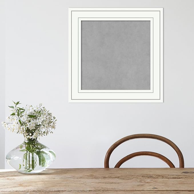 Amanti Art White Framed Magnetic Board 21x21 Small Vision Board for use with Magnets, 100% Metal Sheet to Display Items as Office Decor or for Home Organization in mudroom, Kitchen or Kids Room