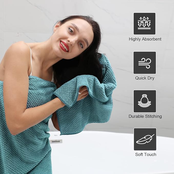 Hand Towels Set 2 Pack-16“x31”,Ultra Soft Microfibers Bathroom Towel Set Highly Absorbent Quick Dry Luxury Premium Towel Lightweight Durable Hand Towel Collection for Hotel Spa Gym Kitchen,Green