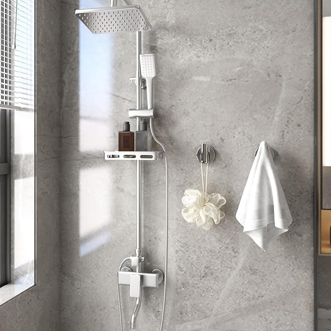 Towel Hooks for Bathroom 2 Packs Screw- in Chrome Finish Wall Mount Towel Holder Towel Rack, Heavy Duty Robe Coat Loofah Hooks for Shower, Kitchen,Hotel, Pool Tile, Brick Modern Style Decor Wall Hooks