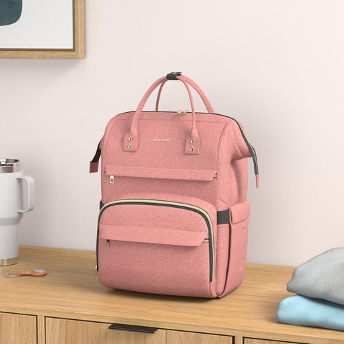 LOVEVOOK Laptop Backpack - 18-Inch Waterproof Travel Bag with USB Port for Women | Light Pink
