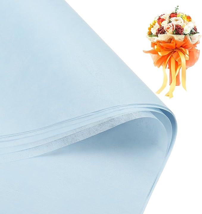 PATIKIL Flower Wrapping Paper 29.5 Ft x 22.8 Inch, Cotton Wrapping Flower Paper Tissue Paper for Flower Bouquet Gift Wrapping Valentine's Day Graduation Gift Floral Wrap, Light Blue