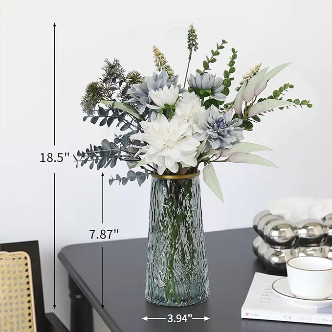 Leftover Fake Flowers in Vase,Faux Flowers in Vase,Table Centerpieces for Dining Room,Flower Centerpieces for Tables,Artificial Flowers,Kitchen Decor,Coffee Table Decor