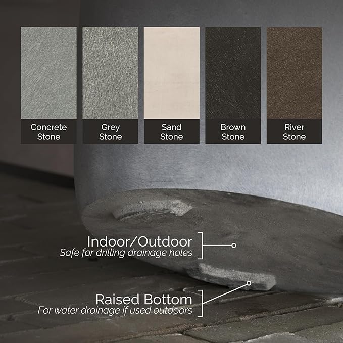 Mondo High Tall Planter – Grey Stone Finish – Fiberglass Indoor/Outdoor and Weather-Resistant Round Planter (17.7" D x 30.9" H Exterior, 16.5" D x 30.7" H Interior)