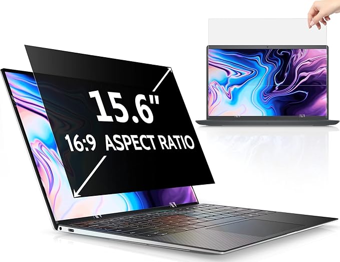 Peslv 15.6 Inch Laptop Privacy Screen Compatible With Lenovo Hp Dell Acer Asus Thinkpad Envy Xps, 16:9 Aspect Removable Anti Glare Blue Light Filter Protector, 15 In Computer Monitor Security Shield