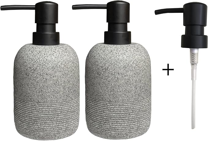 GalDal 2pcs/Set Grey Soap Lotion Dispenser with A Spare Pump,Liquid Hand Soap Dispenser Sets for Bathroom Countertop, Soap Dispenser for Kitchen.