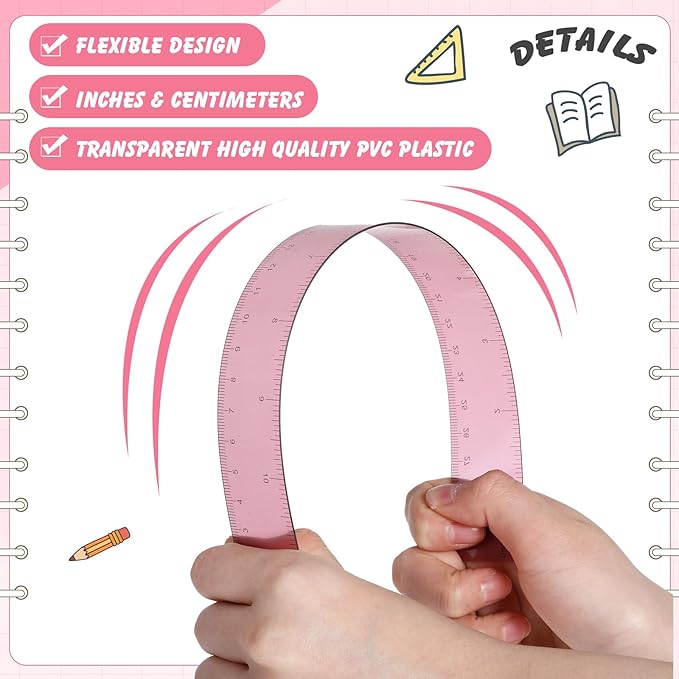 ForraFun 60 Pcs Plastic Clear Rulers 12 Inch, Transparent Assorted Color Ruler Bulk, with Imperial and Metric Scales for Home Office Supplies, Available in 6Colors(Vintage Colors)