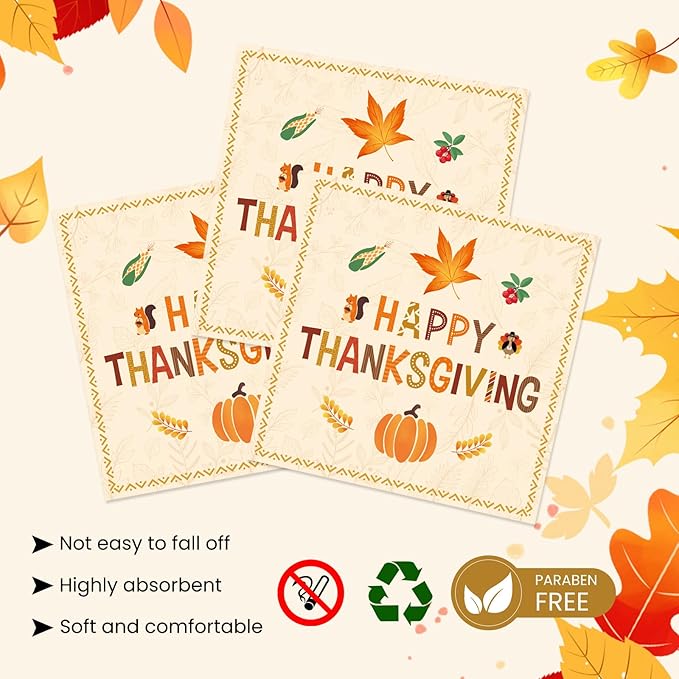 40 Pcs Thanksgiving Plates and Napkins Party Supplies, Give Thanks Paper Plates Napkins Disposable Tableware Set for Autumn Fall Thanksgiving Party Decorations