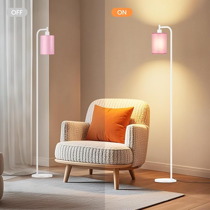 SIBRILLE Floor Lamp with Linen Shade, Dimmable Tall Standing Lamp with Remote Control & 3 Color Temperatures, Modern Floor Lamps for Living Room Bedroom Office Corner, 9W LED Bulb Included