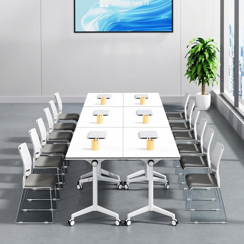 CLATINA Stacking Reception Guest Chair - Stackable Metal Base Chairs for Office & Events | White, 4 Pack