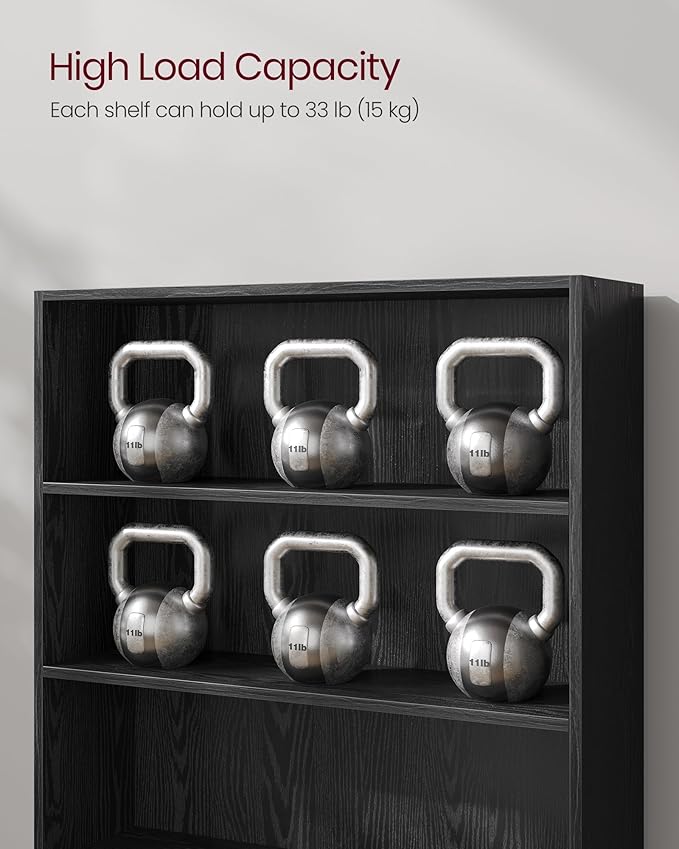 VASAGLE Set of 2 Bookshelves, 31.5 Inches Wide, 3-Tier Open Bookcases with Adjustable Storage Shelves, Floor Standing Units, Ebony Black ULBC173T56-2