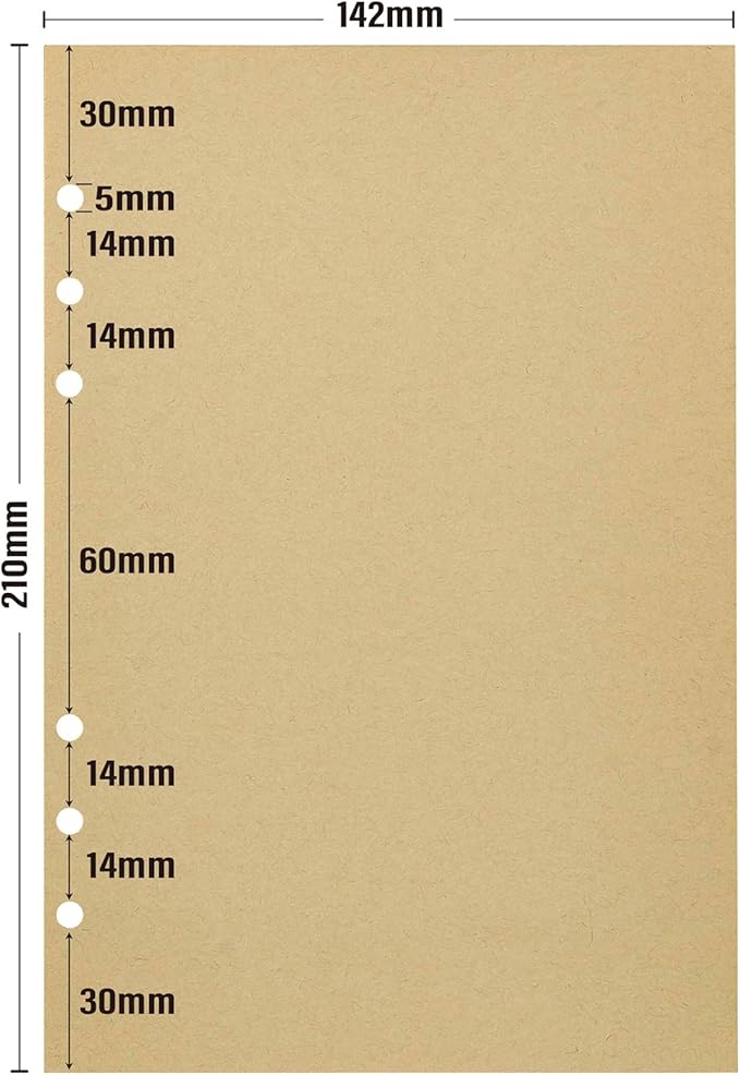 A5 Kraft Loose Leaf Refill Paper, 210x142mm, 135 Sheets Brown Planner Refills, 6-Ring Binder Compatible, 100GSM Insert Papers for Journals, Sketching, Vintage Writing & DIY Crafts