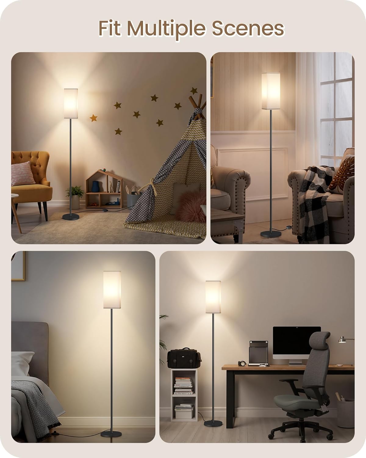 Skiennix Modern Floor Lamp - Minimalist Standing Lamp with Foot Switch | Black & White Design for Living Room, Bedroom, Office