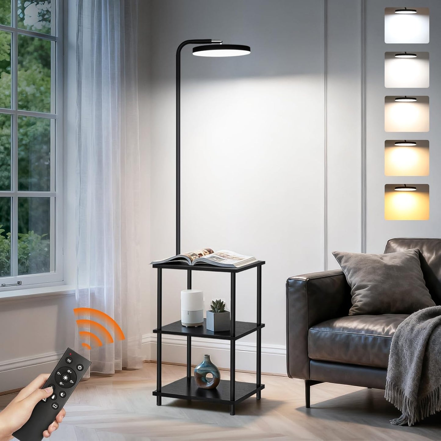 **Skiennix LED Floor Lamp - 25W Super Bright with Remote & Dimmable Feature | 350° Rotating Head for Living Room & Bedroom**