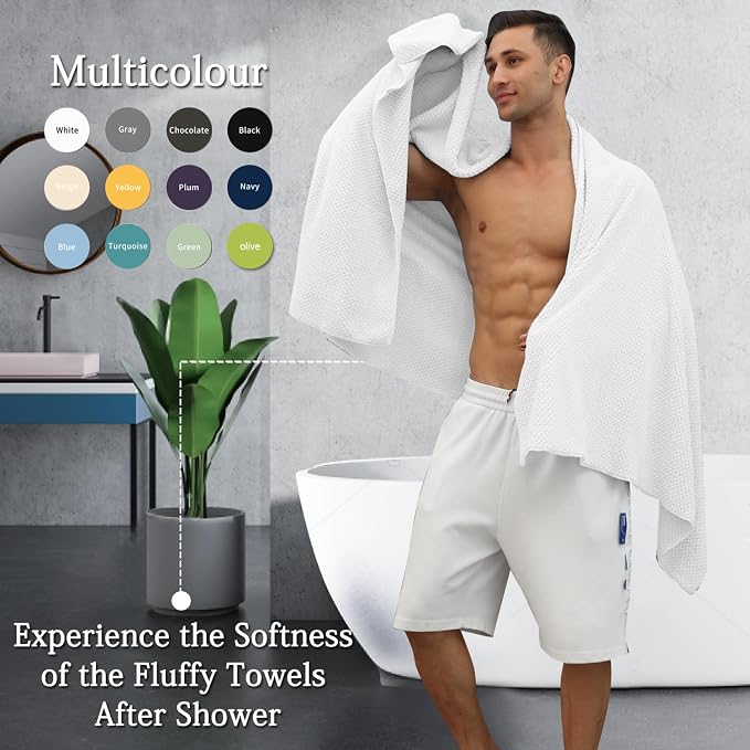 Extra Large Bath Towels Set 35x70 Inches - White Luxury 600 GSM Oversized Bath Sheet Towel,Ultra Soft Microfiber - Quick Dry,Highly Absorbent Shower Towels Spa Hotel Bathroom Towel Set (4-Pack)