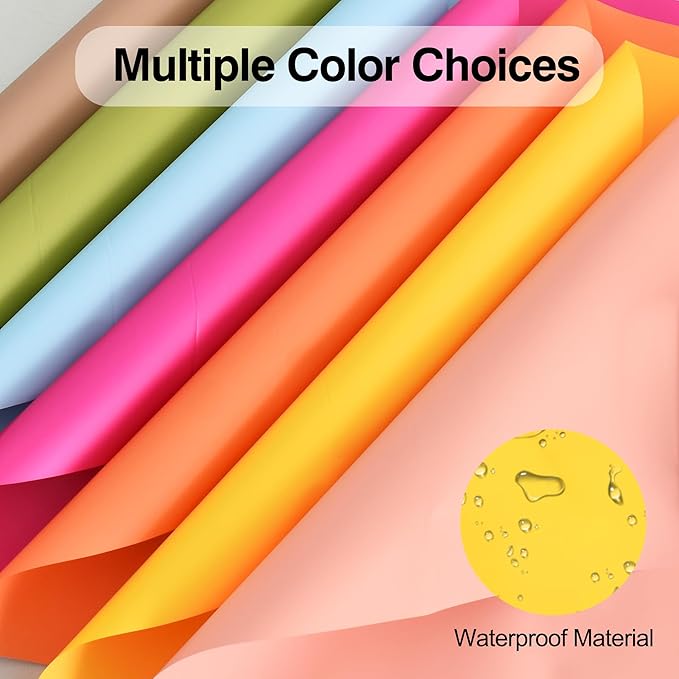 BEISHIDA 20 PCS Yellow Floral Wrapping Paper-Matte Waterproof Flower Wrapping Paper Bouquet for Florist Supplies, DIY Crafts, Gift Packaging, Wedding, Birthday Gift