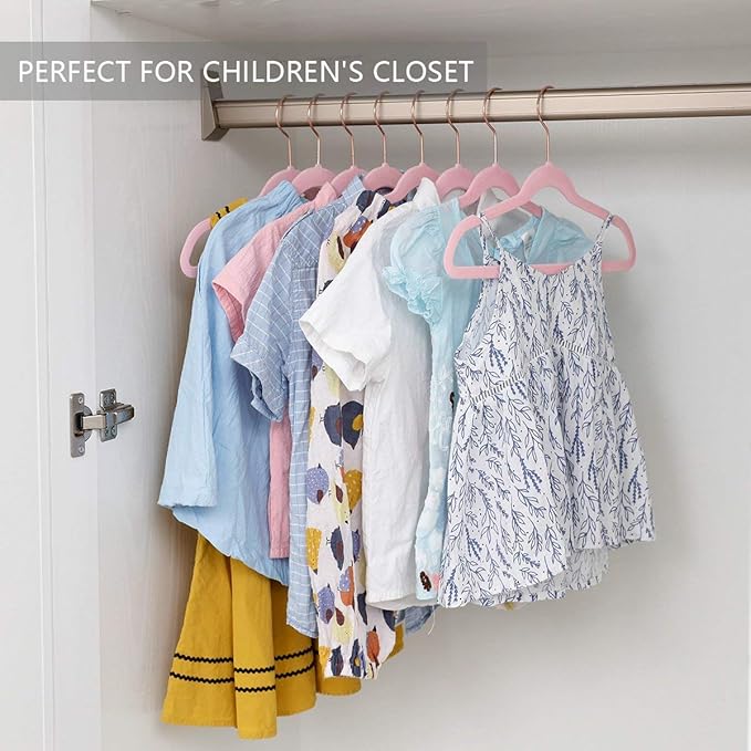 MIZGI Kids Velvet Hangers,Non-Slip Big Kids Hangers,14 Inch Hangers for Youth,Teen Clothes,Pack of 50
