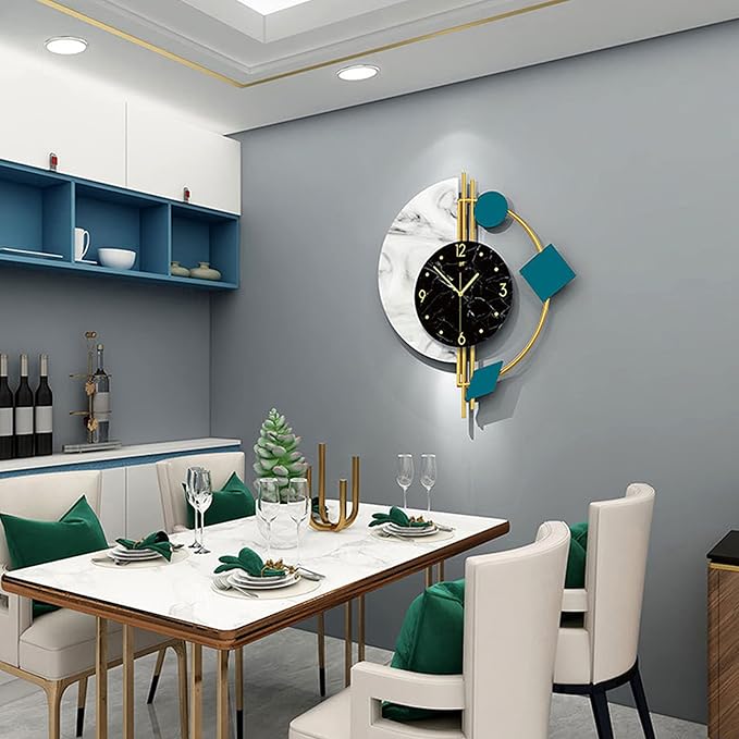 Large Wall Clocks for Living Room, Modern Silent Wall Clocks Operated Non-Ticking, Quartz Clock Metal Glass Decoration for Living Room, Kitchen, Dining Room, Bedroom