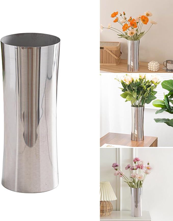 Stainless Steel Flower Vase Polished Flower Holders Modern Elegant Homes Decoration, Durability Table Centerpieces