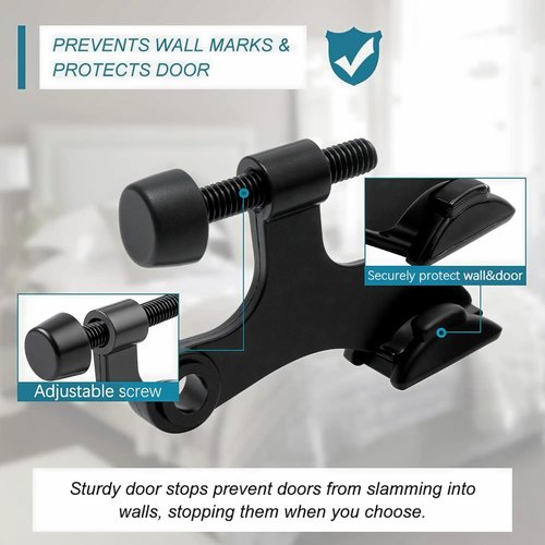 Hinge Pin Door Stopper - Adjustable Heavy Duty Design with Black Rubber Bumper Tips | 12 Pack