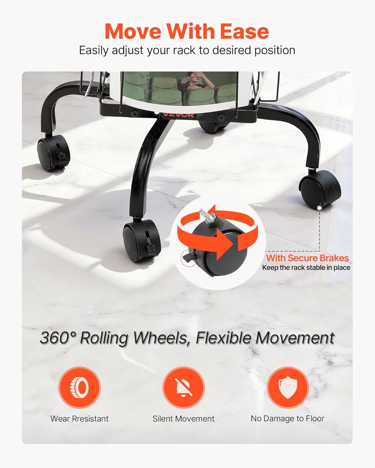 VEVOR Greeting Cards Display Rack - 32 Pocket Rotating Brochure Stand with 360° Spin & Lockable Wheels