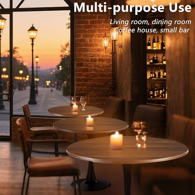 24" Tulip Table for 1-2 Persons Modern Round Dining Room Table, Mid-Century Modern Walnut Small Kitchen Table with MDF Wooden Top, Leisure Coffee Table for Living Room, Dining Room, Office