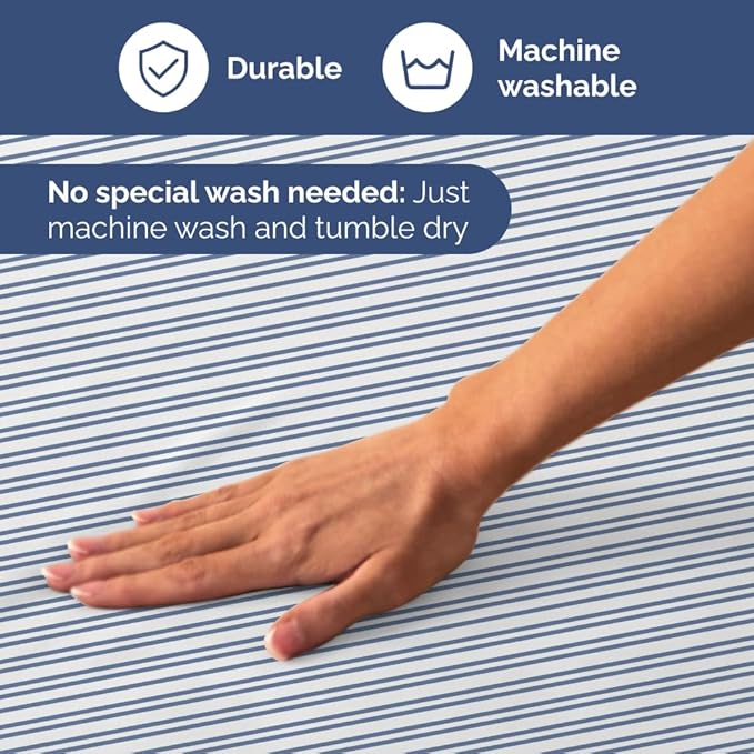 Blue and White Striped Sheets - 1 Flat & 1 Fitted Sheet & 1 Pillowcase w/ Deep Pockets - Comfy, Wrinkle & Fade Resistant - Ultra-Soft, Breathable & Cooling - Luxury Pinstripe Bedding - Twin Size