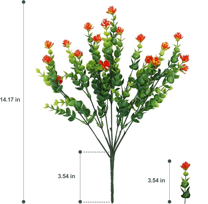 20 Bundles Artificial Flowers Outdoor Fake Plants, UV Resistant No Fade Faux Plastic Greenery Shrubs for Hanging Planter Garden Porch Window Box Outside Decoration,Home Indoor Decor, 5 Colors