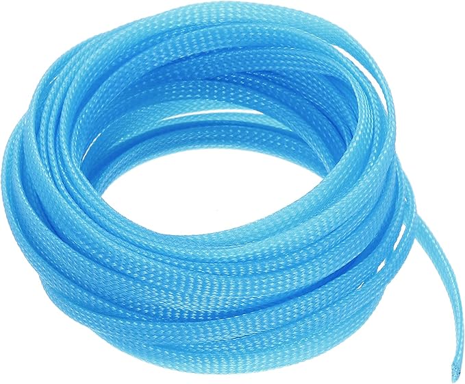 uxcell PET Expandable Sleeving 20ft 1/4" Sky Blue Cable Management Sleeve Cord Organizer for Wrap Protect Cable