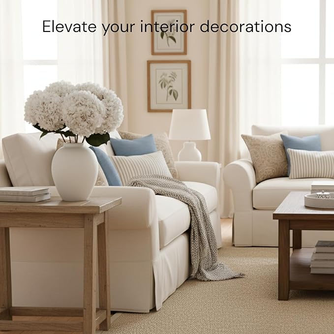 5 x Extra Large Faux Hydrangea Flowers For Centerpiece Table Decorations, Silk Hydrangea Stems Flowers, White Living Room Coffee Table Decor, Hortensias Artificiales, Realistic Lifelike, 19in Tall