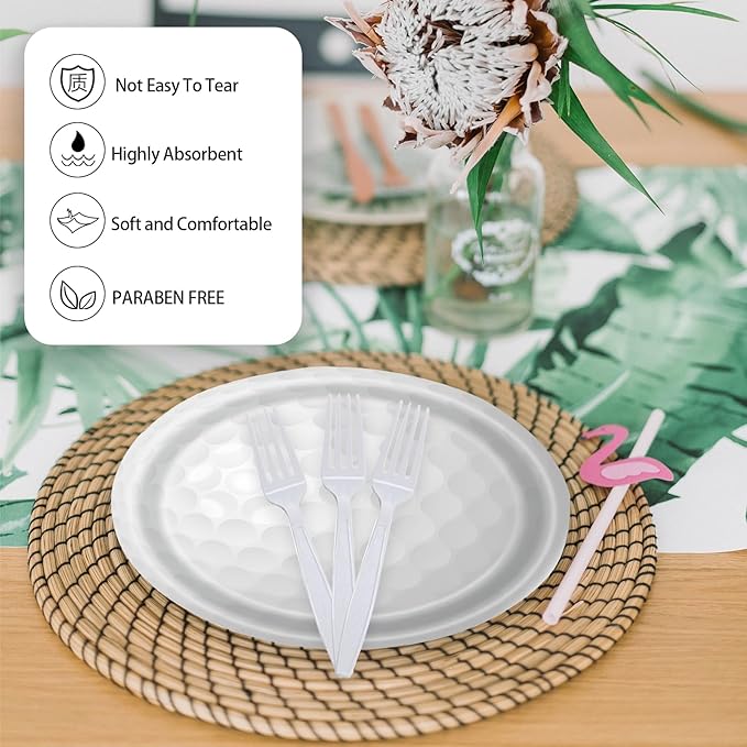 72 Pcs Golf Ball Party Supplies - Paper Plates and Napkins Set for Birthday, Sports, Baby Shower - Disposable Tableware Decorations Serves 24