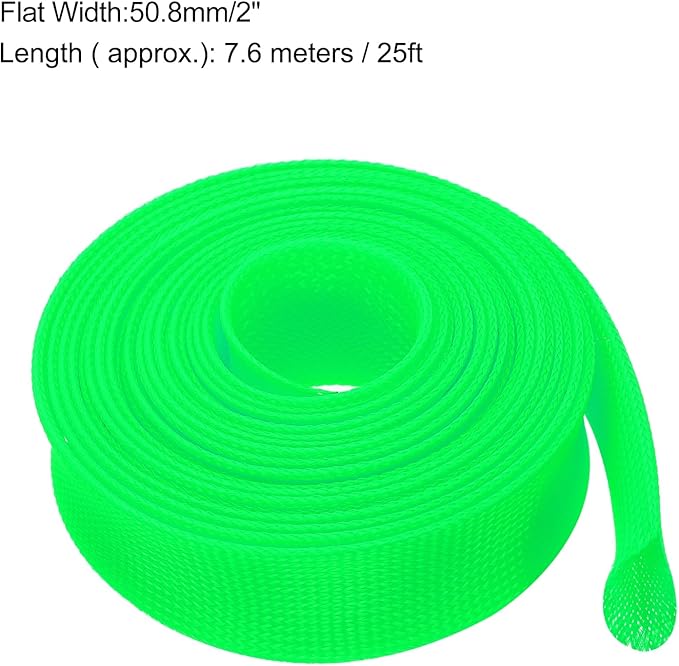 uxcell Expandable Sleeving, 2-inch 25ft Cable Sleeve, Green