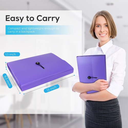 Skiennix Accordion File Organizer - 13 Pocket Expanding File Folder for Home, Office & Travel (Purple)