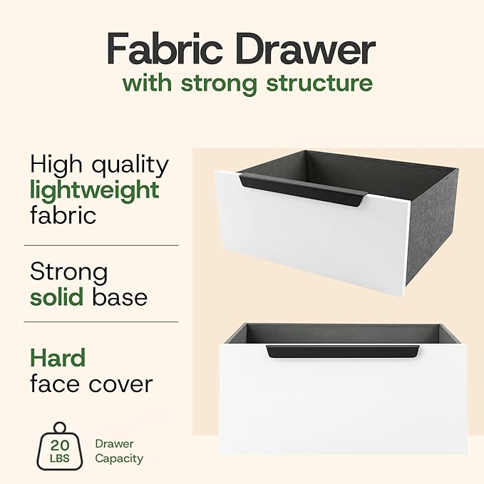 tinge Lira Premium Fabric Dresser - Solid Wooden Frame, 4 Spacious Sag-Proof Drawers with Sleek Metal Handles - Sleek & Durable Storage Solution for Your Home (Black)