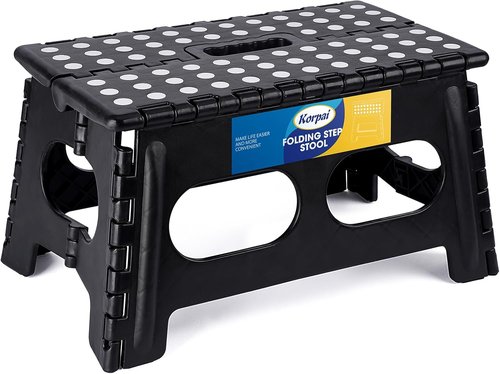 Korpai 9" Folding Step Stool - Extra Wide 15-Inch Non-Slip Design | Holds Up to 300 lbs, Compact & Portable