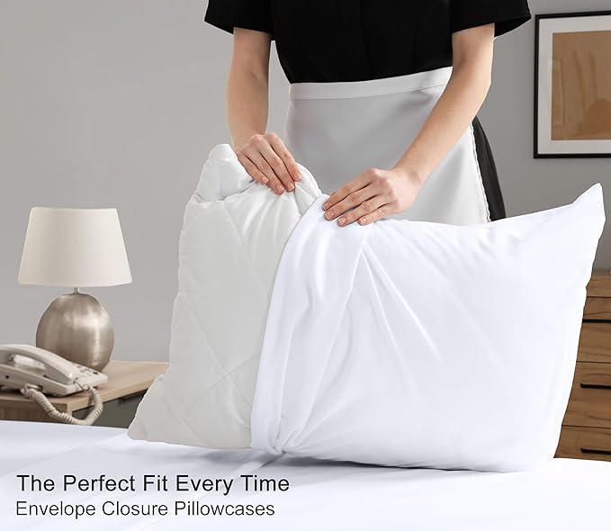 RUVANTI 100% Cotton King Size Sheets Set, 4 Pieces, Soft & Breathable Percale Weave Bedding, Deep Pocket 16", Hotel Standard, Crisp Cool Feel, Durable, Perfect Dyed Bed Sheet, Bright White