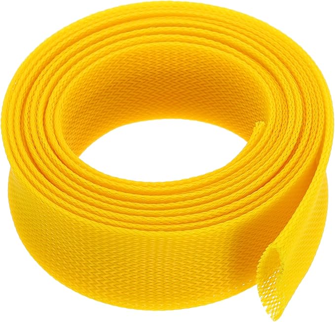 uxcell Expandable Sleeving,2 3/8-inch 10ft Cable Sleeve, Yellow