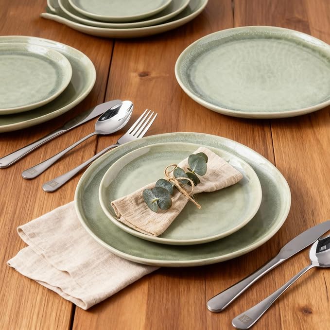 AmorArc Ceramic Dinnerware Sets,Handmade Reactive Glaze Stoneware Plates and Bowls Sets,Highly Scratch Resistant | Dishwasher & Microwave Safe Dishes Set,Service for 6 (18pc)