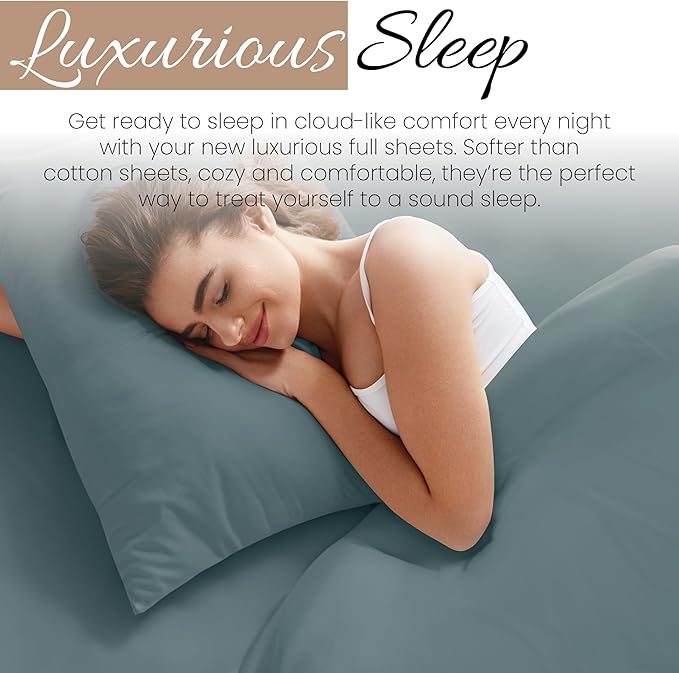 Linen Market Bed Sheets for Full Size Bed (Ocean) - Sleep Better Than Ever with These Soft and Cooling Full Sheets - Deep Pocket Fits 16" Thick Beds - 4 Piece Full Sheet Set