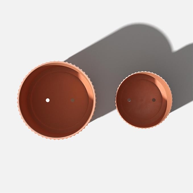 Veradek Demi Series Round Planter w/Stand for Porch/Patio | Durable Plastic-Stone Composite & Wooden Stand | Modern Décor for Tall Plants, Flowers