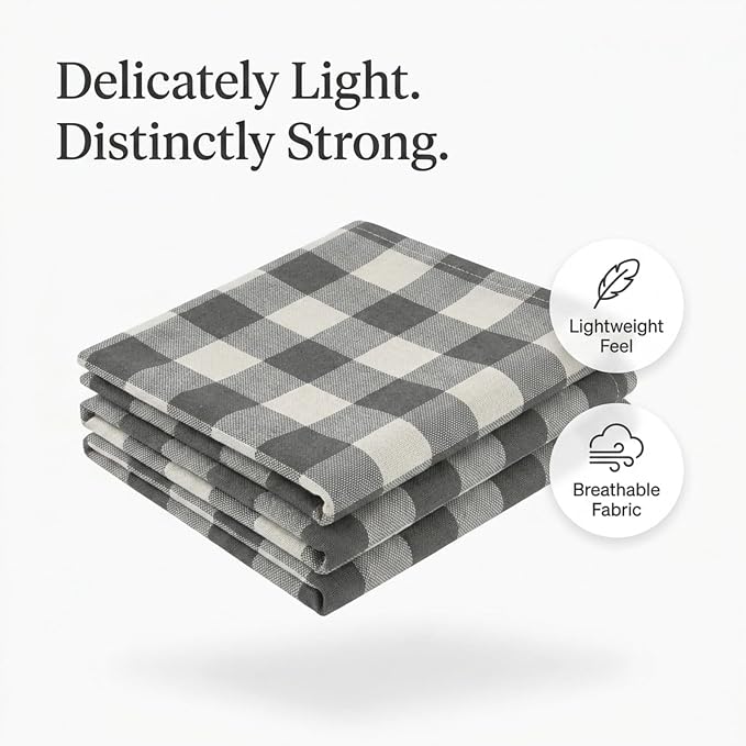 Multi Check Tea Towels 4 Pack Combo, 18"x26", Dish Towels for Kitchen Drying, Reusable Rags, Absorbent, Washable Cloths, Cleaning Towels for Dishes - Multi Pack