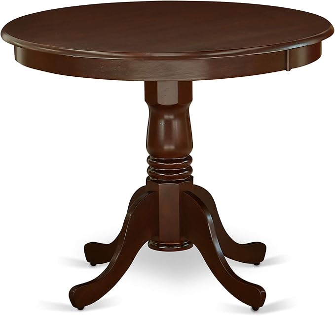 East West Furniture ANT-MAH-TP Antique Dining Room Table - a Round kitchen Table Top with Pedestal Base, 36x36 Inch, Mahogany