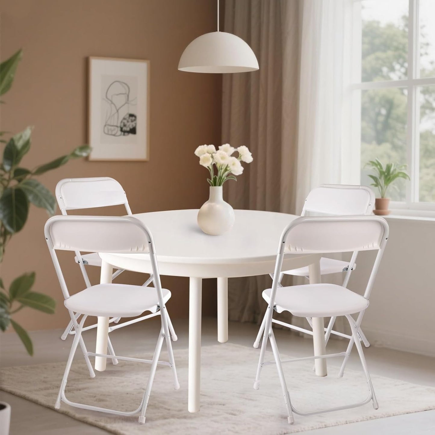 White Folding Chairs - 10 Pack Portable Stackable Design | Durable Indoor/Outdoor Use, 400lbs Capacity