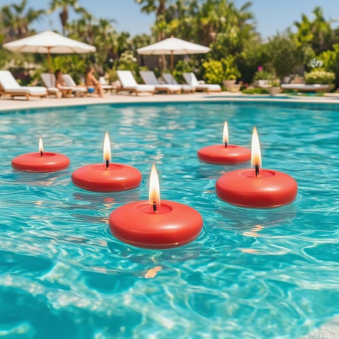 3 inch Floating Candles 36 Packs Red Floating Candle for Centerpieces 8-9 Hours Floating Candles 3” Water Candles for Cylinder Vases, Pool, Wedding, Christmas, Party