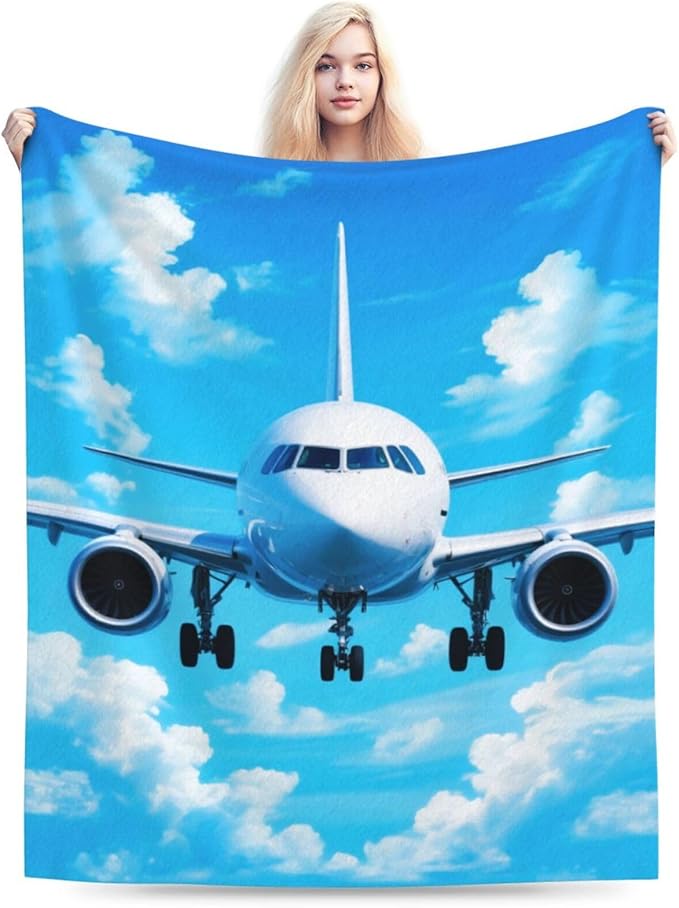 Airplane Blanket for Boys Pilot Plane Throw Blanket Aircraft Soft Cozy Fleece Fuzzy Stuffed Plush Flannel Gifts for Girls Women Kids Adults 60''x80''