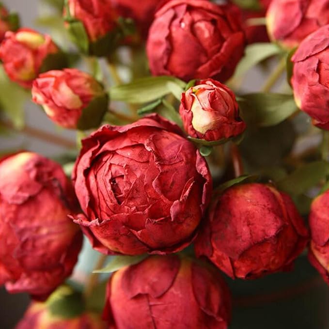 Silk Flower Artificial Peony Flowers Bouquet Centerpieces for Tables Vase Wedding Decorations Flower Arrangement Props Artificial Peony Flowers with Stems