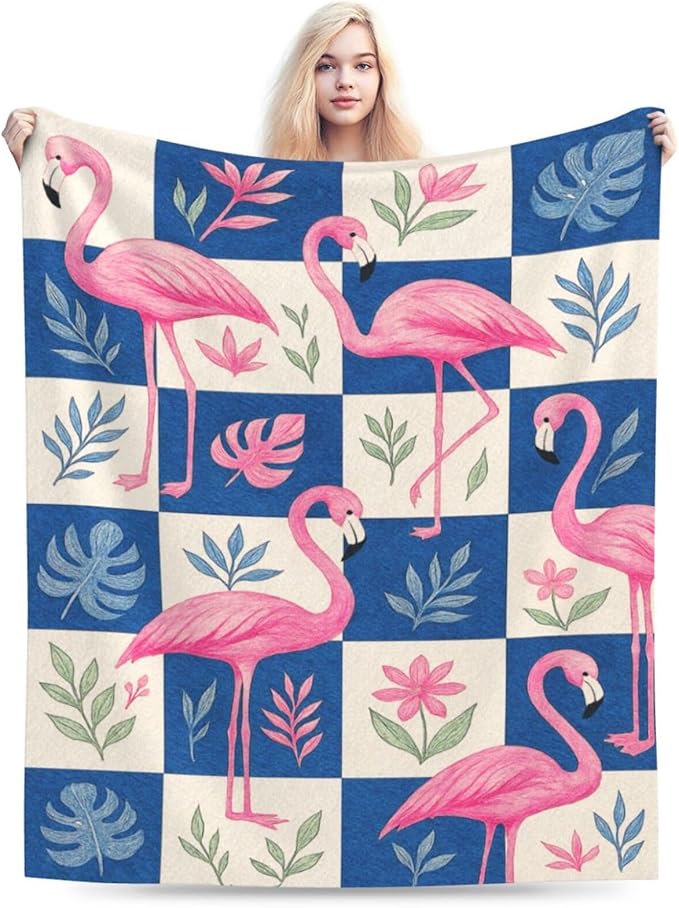 Flamingo Blanket Tropical Flamingo Throw Blanket Soft Cozy Fleece Fuzzy Stuffed Plush Flannel Animal Gifts for Girls Women Boys Kids Adults 50"X60"