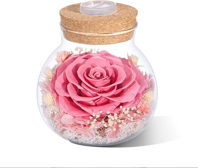Christmas Birthday Gifts for Women Mom Preserved Rose Eternal Forever Flower in Glass Wishing Bottle with Colorful LED Light Flowers for Delivery Prime for Grandma Wife Sister Friend from Daughter